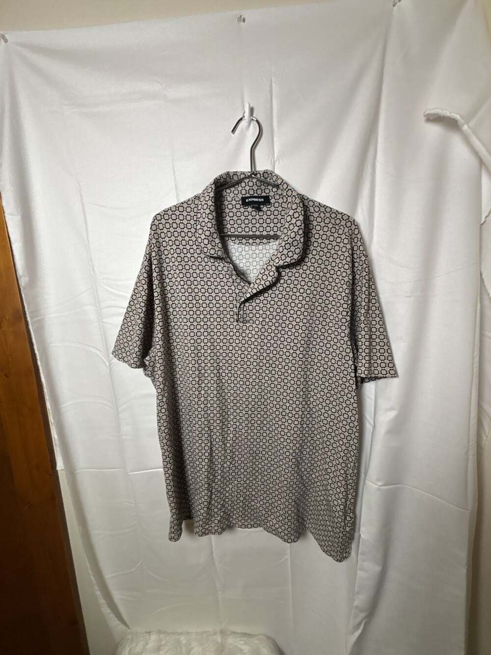 Express Men's Geometric Print Short Sleeve Polo Shirt Size XL